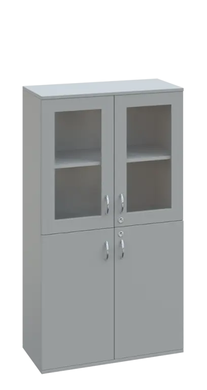 SPO 22 skříň 4-dveřová/ 2x sklo lamino - šedá